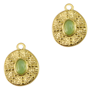 Bedels van Stainless steel Roestvrij staal (RVS) irregular met natuursteen Gold-honeydew green