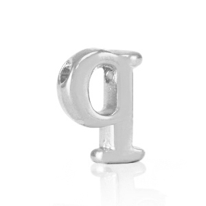 Metaal letterkralen DQ Q Antiek zilver (nikkelvrij)