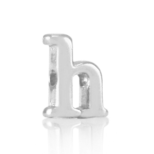 Metaal letterkralen DQ H Antiek zilver (nikkelvrij)