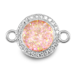 TQ metaal brass bedels tussenstuk 12mm enamel Silver-light pink