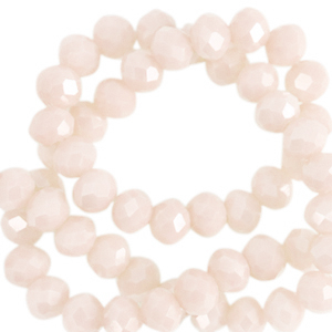 Facet kralen top quality disc 4x3 mm Buttercream beige-pearl shine coating