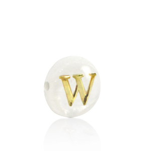 Schelp kralen letter W Gold-white (natuurlijke kleur)