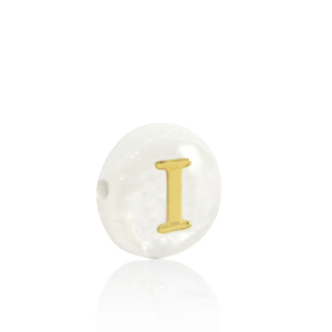 Schelp kralen letter I Gold-white (natuurlijke kleur)