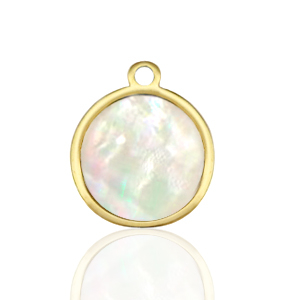 Bedels van Stainless steel Roestvrij staal (RVS) bedels 12mm shell White (natuurlijke kleur)-gold