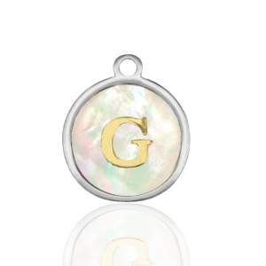 Bedels van Stainless steel Roestvrij staal (RVS) bedels 12mm shell initial&nbsp;G White (natuurlijke kleur)-silver