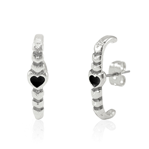 Metaal onderdelen DQ oorbellen heart Antiek zilver-black (nikkelvrij)