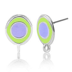 Metaal onderdelen DQ oorbellen with loop Antiek zilver-lavender purple-yellow (nikkelvrij)
