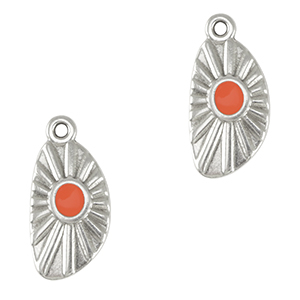 Metaal bedels DQ irregular Antiek zilver-coral red (nikkelvrij)