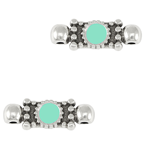 Metaal bedels DQ connector Antiek zilver-veraman blue (nikkelvrij)