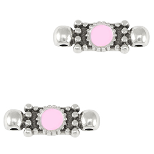 Metaal bedels DQ connector Antiek zilver-lilac rose (nikkelvrij)