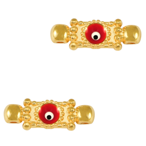 Metaal bedels DQ tussenstuk evil eye Goud-red (nikkelvrij)