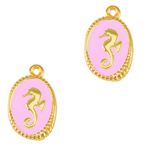 Metaal bedels DQ seahorse Goud-lilac rose (nikkelvrij)