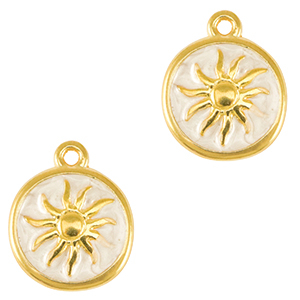 Metaal bedels DQ sun Goud-pearl white (nikkelvrij)