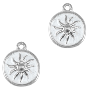 Metaal bedels DQ sun Antiek zilver-pearl white (nikkelvrij)