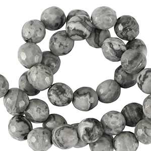 Kralen natuursteen dolomiet 6mm facet geslepen Adagio grey