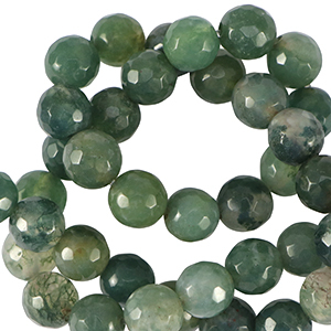 Kralen natuursteen chalcedoon (jaspis) 6mm facet geslepen Moss green