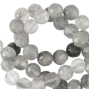 Kralen natuursteen 4mm facet geslepen Iced grey