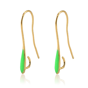 Metaal onderdelen DQ oorbellen / oorhangers Goud-neon green (nikkelvrij)