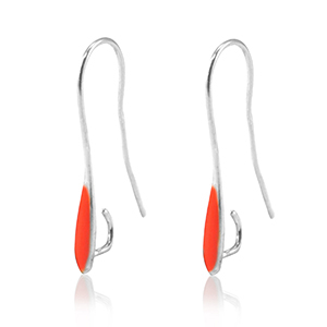 Metaal onderdelen DQ oorbellen / oorhangers Antiek zilver-red (nikkelvrij)