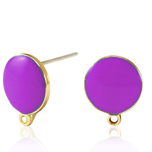 Metaal onderdelen DQ oorstekers Goud-purple (nikkelvrij)