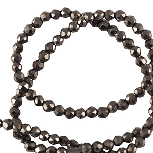Facet kralen top quality rond 2mm Black-pearl shine coating