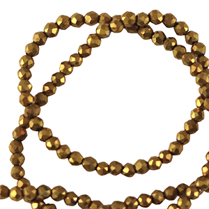 Facet kralen top quality rond 2mm Antique gold metallic-pearl shine coating