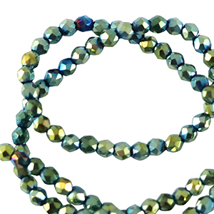 Facet kralen top quality rond 2mm Multicolour green-AB coating