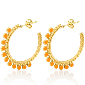 Oorbellen van Stainless steel Roestvrij staal (RVS) creolen 30mm Gold-orange
