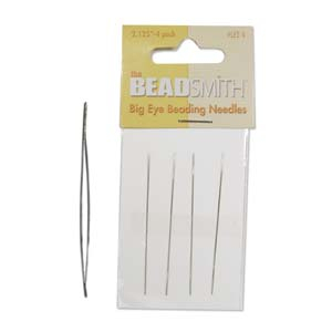Beadsmith Beading naald met groot oog 6cm Zilver