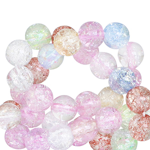Glaskralen 6 mm crackle Multicolour