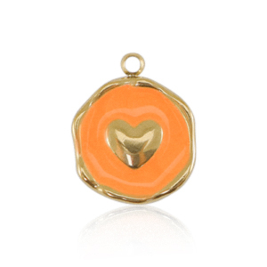 Bedels van Stainless steel Roestvrij staal (RVS) hart Gold-neon orange