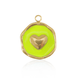 Bedels van Stainless steel Roestvrij staal (RVS) hart Gold-neon yellow