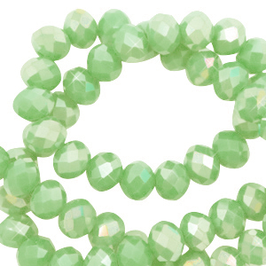 Facet kralen top quality disc 4x3mm Pastel green-AB coating