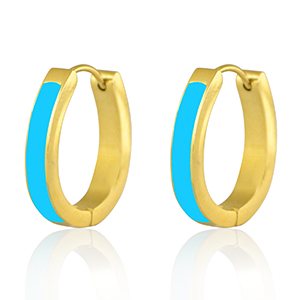 Oorbellen van Stainless steel Roestvrij staal (RVS) Aqua blue-gold