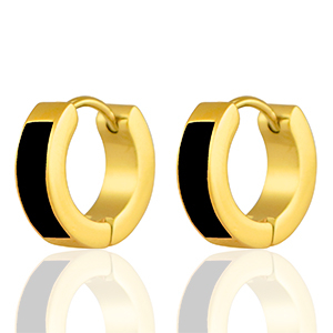 Oorbellen van Stainless steel Roestvrij staal (RVS) Black-gold