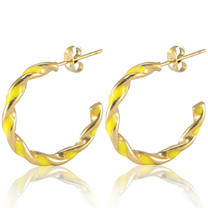 Oorbellen van Stainless steel Roestvrij staal (RVS) Neon yellow-gold