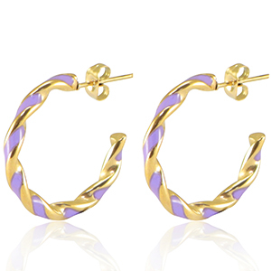 Oorbellen van Stainless steel Roestvrij staal (RVS) Lilac-gold