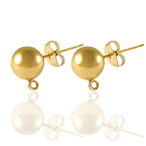 Oorbellen / oorstekers van Stainless steel Roestvrij staal (RVS) met oogje 8mm Goud