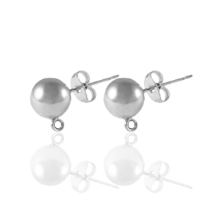 Oorbellen / oorstekers van Stainless steel Roestvrij staal (RVS) met oogje 5mm Zilver