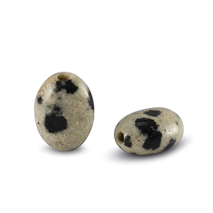 Kralen natuursteen dalmatian stone ovaal Greige