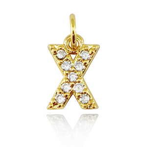 TQ metaal brass bedels initial X Gold
