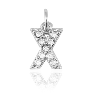 TQ metaal brass bedels initial X Silver
