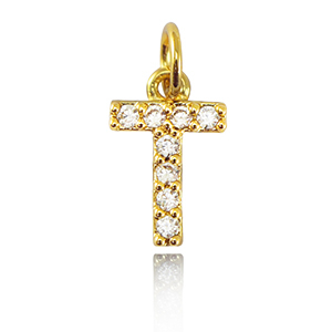 TQ metaal brass bedels initial T Gold