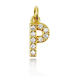 TQ metaal brass bedels initial P Gold