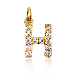 TQ metaal brass bedels initial H Gold