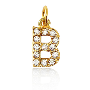 TQ metaal brass bedels initial B Gold