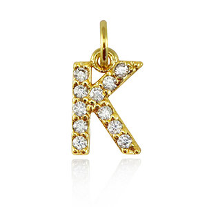 TQ metaal brass bedels initial K Gold
