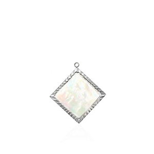 Bedels van Stainless steel Roestvrij staal (RVS) shell rhombus Silver-white (natuurlijke kleur)