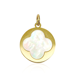 Bedels van Stainless steel Roestvrij staal (RVS) shell clover Gold-white (natuurlijke kleur)