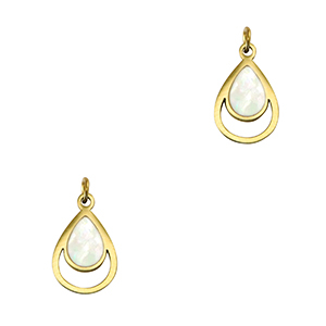 Bedels van Stainless steel Roestvrij staal (RVS) shell drop Gold-white (natuurlijke kleur)